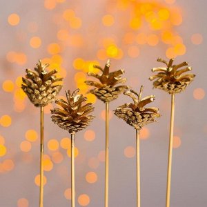 Новогодний декор «Букет золотых шишек»