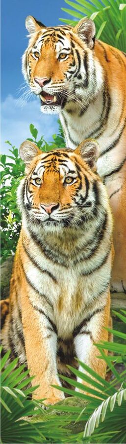 Картонная закладка "Тигры" с глиттером