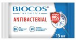 BioCos Влажные салфетки Антибактериальные уп.15