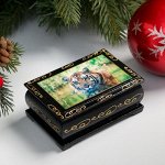 Шкатулка &quot;Тигр&quot;, 6х9 см, лаковая миниатюра