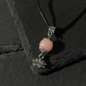 Амулет "Розовый кварц" для гармонии и развития, лотос, цвет чернёное серебро 7108213