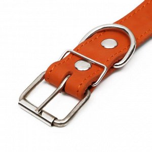 Ошейник кожаный на синтепоне, безразмерный, 71 х 3,5 см, оранжевый