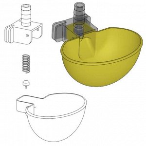 Поилка чашечная диаметр 80 мм, пластик с креплением на сетку