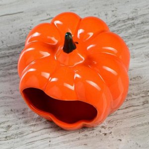 Кормушка для грызунов "Тыква", оранжевая, керамика, 12*10 см