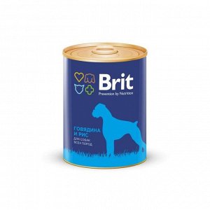 Влажный корм Brit beef & rice для собак, говядина и рис, ж/б, 850 г