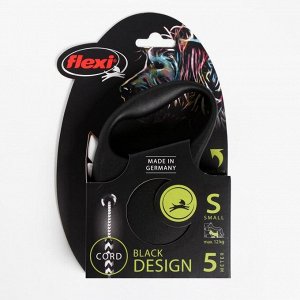 СИМА-ЛЕНД Рулетка Flexi Black Design S (до 12 кг) 5 м трос, черный/серебро