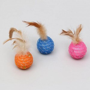 Шар-погремушка "Праздничный" с перьями, 4,5 см, микс цветов