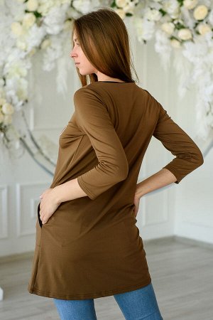 Туника женская из бифлекса Хельга шоколадный