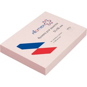 Бумага для заметок с клеевым краем "Attomex" 51х76 мм 100л розовая арт. 2010709