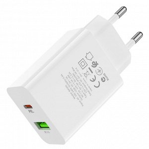 Сетевое Зарядное устройство BOROFONE BA56A Lavida USB+Type-C, белый