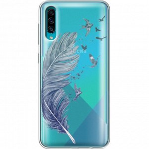 Серое перышко. Чехол силиконовый прозрачный с рисунком на телефон Xiaomi Redmi