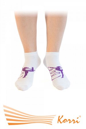 Носки спортивные, с большим рисунком гимнастки, укороченный паголенок (упаковка 6 шт)
