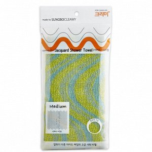 Мочалка для тела с объёмным жаккардовым плетением "Jacquard Shower Towel" (средней жёсткости) размер 23 см х 95 см