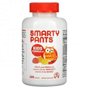 SmartyPants, добавка для детей, жирные кислоты омега-3, клубника, банан, апельсин и лимон 120 жевательных таблеток