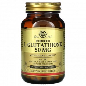 Solgar, восстановленный L-Glutathione, 50 мг, 90 вегетарианских капсул