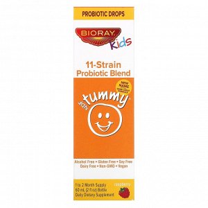 Bioray, Kids, NDF Tummy, 11-Strain Probiotic Blend, Raspberry Flavor, 2 fl oz (60 ml)