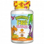 KAL, Dinosaurs, Vitamin C-Rex With Rose Hips, Rutin &amp; Acerola, Orange, 100 Chewables