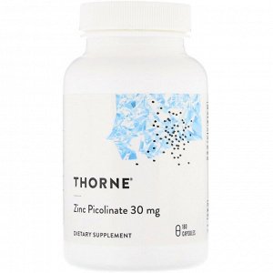 Thorne Research, пиколинат цинка, 30 мг, 180 капсул