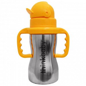 Think, Thinkbaby, Thinkster of Steel, стальная бутылочка, оранжевая, бутылочка с 1 соломинкой, 290 мл (10 унций)