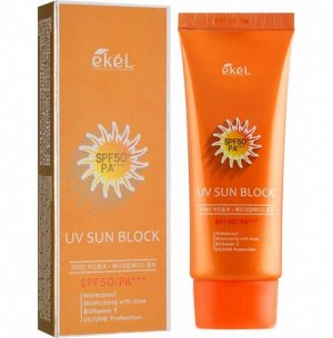 [EKEL] Солнцезащитный крем с экстрактом  алоэ и витамином Е SPF50/PA+++, 70 мл