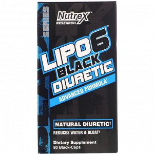 Nutrex Research, LIPO-6 Black Diuretic, мочегонное средство, 80 черных капсул
