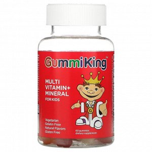 GummiKing, Multi Vitamin + Mineral For Kids, Grape, Lemon, Orange, Strawberry And Cherry Flavor, 60 Gummies