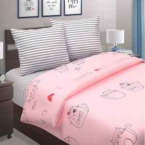 Комплект постельного белья из поплина Ля-МУРР, розовый