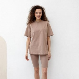 Футболка женская MINAKU OVERSIZE FIT: цвет коричневый