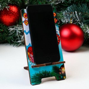 Подставка под телефон "Счастливого Нового Года!" тигрица с подарком