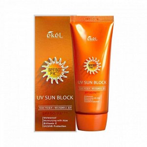 EKEL UV Sun Block SPF50/PA+++  Солнцезащитный крем с экстрактом алоэ и витамином, 70 мл