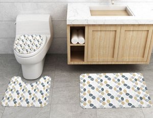 Набор ковров для ванной комнаты 3 в 1(ковер для ванной, ковер для туалета, чехол на крышку унитаза), принт "Листики"