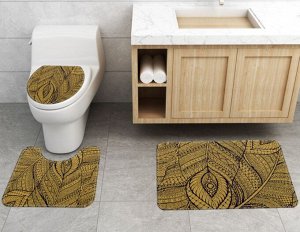 Набор ковров для ванной комнаты 3 в 1(ковер для ванной, ковер для туалета, чехол на крышку унитаза), принт "Графичное перо"