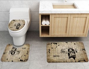 Набор ковров для ванной комнаты 3 в 1(ковер для ванной, ковер для туалета, чехол на крышку унитаза), принт "One Piece"