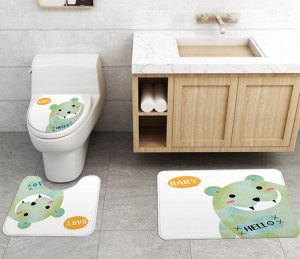 Набор ковров для ванной комнаты 3 в 1(ковер для ванной, ковер для туалета, чехол на крышку унитаза), принт "Мишка"