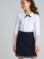 Фуфайка трикотажная для девочек (футболка с длинным рукавом) белый