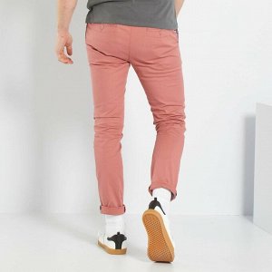 Узкие брюки-чинос с ремнем - розовый