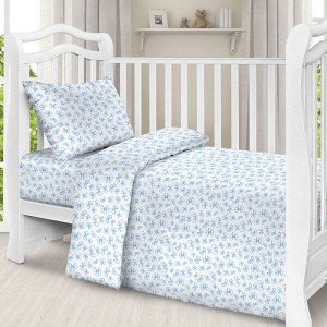 Комплект постельного белья в кроватку Бантики, цвет голубой