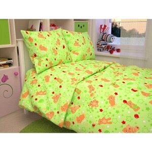 Комплект постельного белья в кроватку Мишки, цвет зеленый