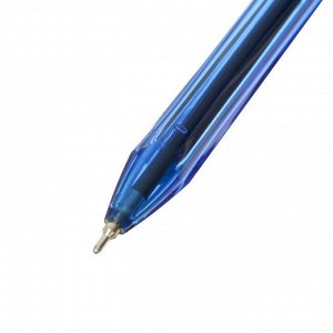 Ручка шариковая Beifa Стильная рез.упор, 0.5 стержень синий, трехгран., метал.након.