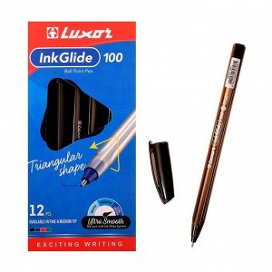 Ручка шариковая Luxor InkGlide 100 Icy, узел 0,7мм, трехгранная, черная, цвет корпуса микс