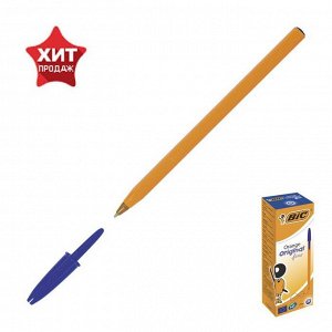 Ручка шариковая, синяя, тонкое письмо, оранжевый корпус, BIC Orange Fine