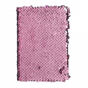 Записная книжка подарочная формат А6, 80 листов, линия, Пайетки двухцветные розово-серебристые