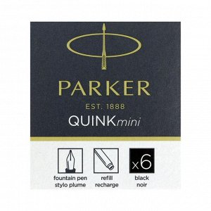 Набор картриджей для перьевой ручки Parker Quink Mini Cartridges Z17, чёрные чернила (1950407)