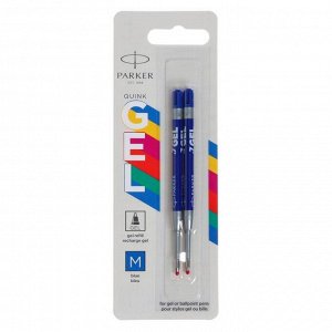 Стержни для гелевой ручки 2 штуки Parker Quink GEL Z10 М, 0.7 мм, синие чернила, в блистере 100 мм (2136210)