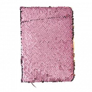Записная книжка подарочная формат А5, 80 листов, линия, Пайетки двухцветные розово-золотистые