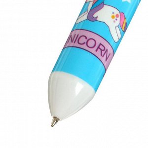 Ручка шариковая автоматическая 10-ти цветная, стержень 0,7мм МИКС Единорог