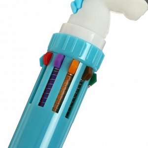 Ручка шариковая автоматическая 10-ти цветная, стержень 0,7мм МИКС Единорог