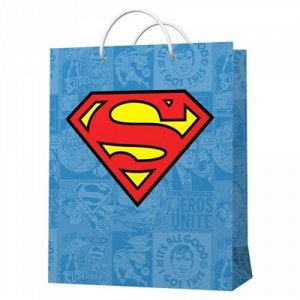 Пакет подарочный "Superman" голубой с лого ,22*31*10 см   тм.ND Play