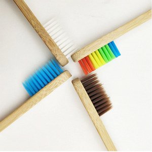 Зубная щетка бамбуковая «ЗАПАС НА ГОД», набор 4 шт. радужные