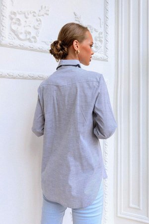 Рубашка Классическая рубашка легко сочетается с летними брюками или юбкой. Собрать офисный лук с этой моделью можно в два счёта. Дышащий, комфортный к телу материал. Официальность образу придаёт длинн